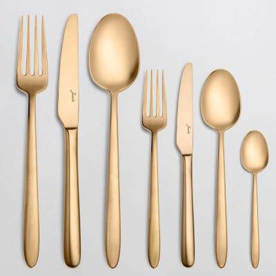 Jumbo 22682009 9400 Mat Şampanya 84 Parça 12 Kişilik Çatal Kaşık Bıçak Takımı - JUMBO