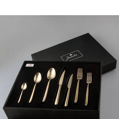 Jumbo 22682009 9400 Mat Şampanya 84 Parça 12 Kişilik Çatal Kaşık Bıçak Takımı - JUMBO (1)