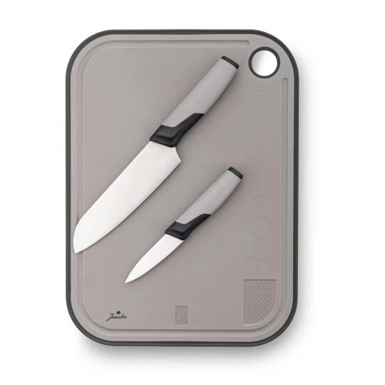 Jumbo Smart Grey Kesme Tahtası ve 2'li Bıçak Seti - JUMBO