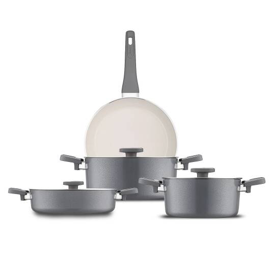 Jumbo Swiss Crystal 7 Parça Tencere Seti Grey - JUMBO