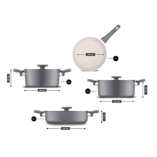 Jumbo Swiss Crystal 7 Parça Tencere Seti Grey - JUMBO (1)