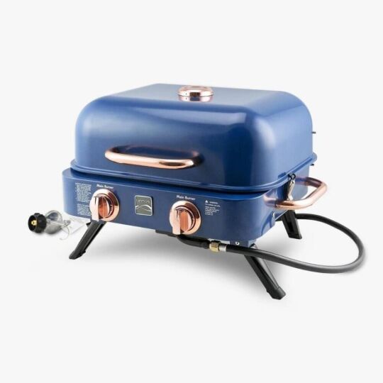 Kenmore KT-R40003-NC Gazlı 2 Ocaklı Masa Üstü Barbekü – Mavi - KENMORE