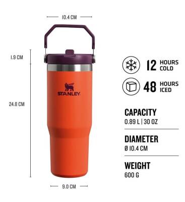 Stanley The IceFlow Flip Straw Turuncu Pipetli Termos Bardak 0.89 LT - STANLEY